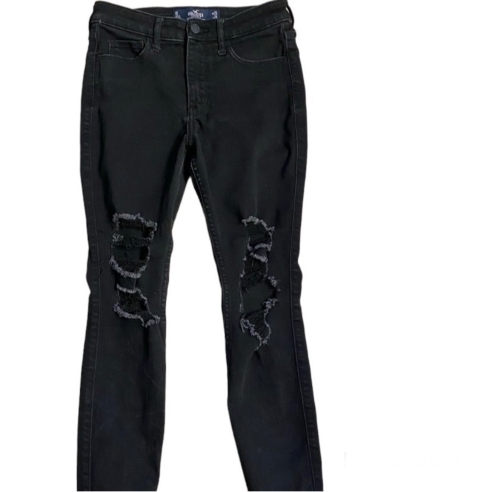 Hollister Jeans Size 1S Black High Rise Super Skinny Distressed